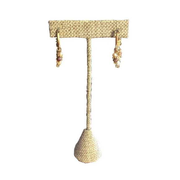 Unbranded 3/4" W x 1 1/4" H Matte Gold Beige Tan Women's Daggle Pierced Earrings - Picture 3 of 6